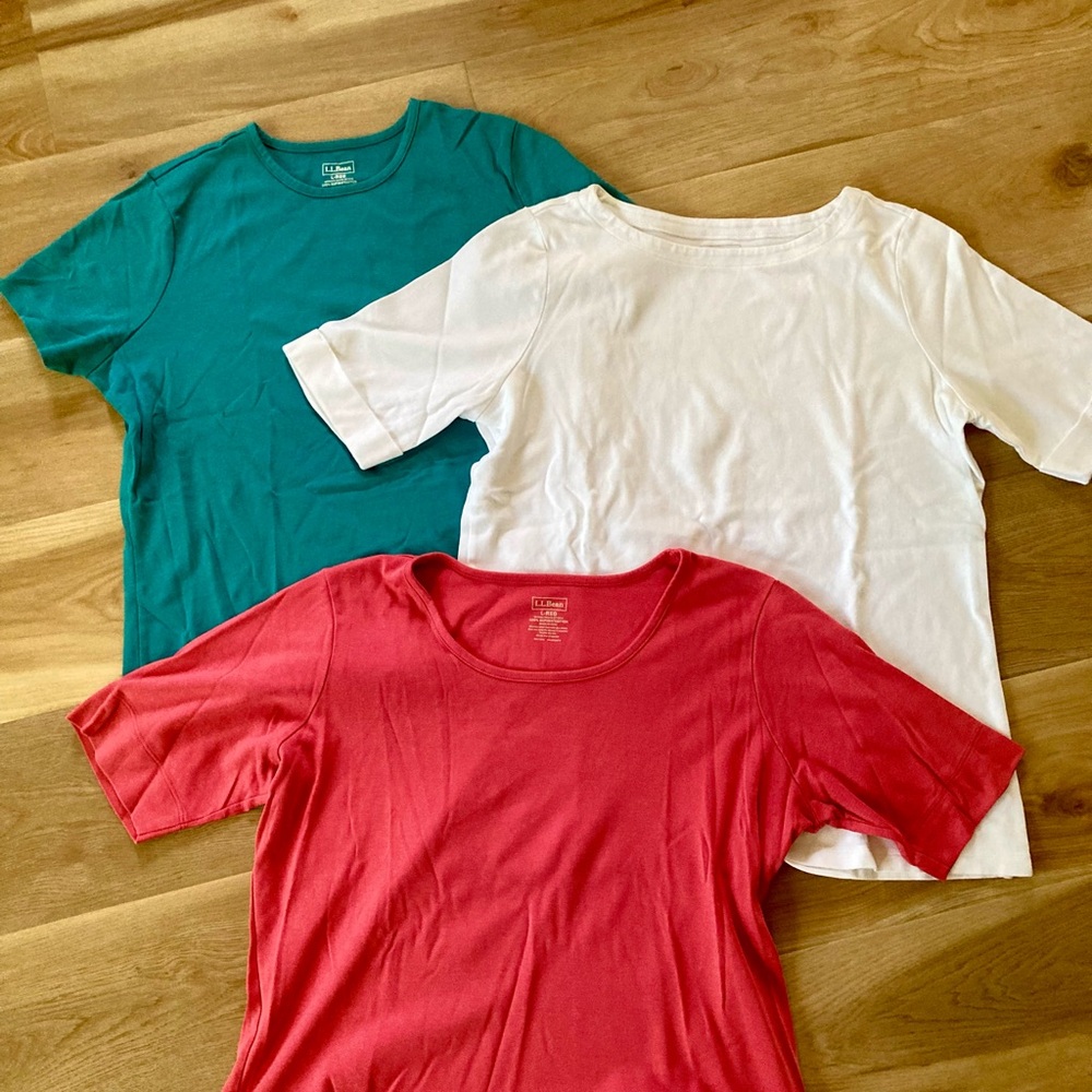 L.L. Bean bundle of 3 women’s Supima Tees - short sleeve size L